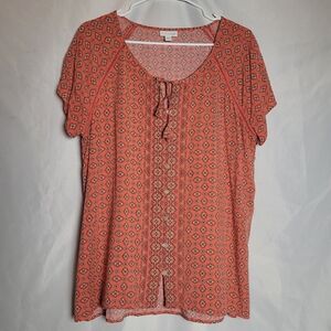 J.Jill Bohemian Print Button Up Blouse Women's Size Large